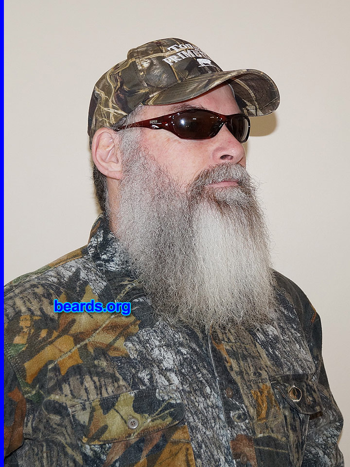 Lawrence M.
Bearded since: 2013. I am a dedicated, permanent beard grower.

Comments:
Why did I grow my beard? I was never allowed to have a beard in the military, only when serving in the Arctic. I decided to grow one when I retired. My wife wanted it gone every time I started one.  So I never did get past one year of growth until now. She is reluctantly accepting my new "hobby". It is here to stay. This is the first anniversary photo of my beard!

How do I feel about my beard? Love my beard.  Love being my own person and not a clone like the rest of "shaven" "yuppy" society. It makes the best natural camo when hunting!
Keywords: full_beard