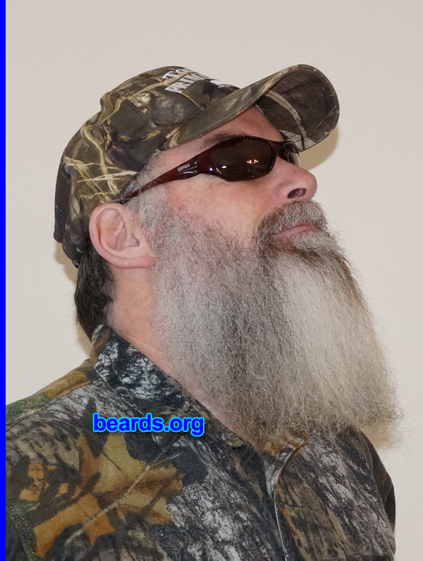 Lawrence M.
Bearded since: 2013. I am a dedicated, permanent beard grower.

Comments:
Why did I grow my beard? I was never allowed to have a beard in the military, only when serving in the Arctic. I decided to grow one when I retired. My wife wanted it gone every time I started one.  So I never did get past one year of growth until now. She is reluctantly accepting my new "hobby". It is here to stay. This is the first anniversary photo of my beard!

How do I feel about my beard? Love my beard.  Love being my own person and not a clone like the rest of "shaven" "yuppy" society. It makes the best natural camo when hunting!
Keywords: full_beard