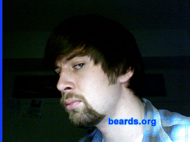 Ben W.
Bearded since: 2007.  I am a dedicated, permanent beard grower.

Comments:
I grew my beard because I hate shaving because of sensitive skin. The hair on my cheeks is patchy, so I opted for a wide goatee and sideburns. I just grow what naturally grows well and shave what doesn't.

How do I feel about my beard?  I love it and will go for a full beard when I can grow one. It makes me look older, and complements my face (I think).
Keywords: goatee_mustache