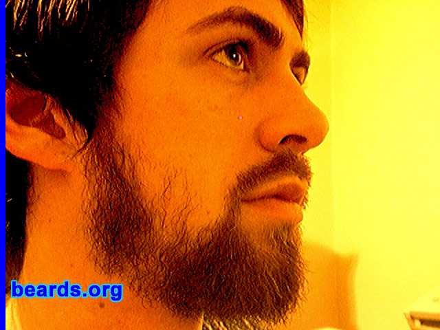 Jake
Bearded since: 2007.  I am an experimental beard grower.

Comments:
Caught a cold, didn't shave for about a week or so, then had a week off of work. During this time, a friend of mine challenged me to see who could go without shaving longer. Long story short, he shaved after about two weeks and I kept going.

How do I feel about my beard?  Very good. I like having a distinguishing facial feature that is so prominent.
Keywords: full_beard