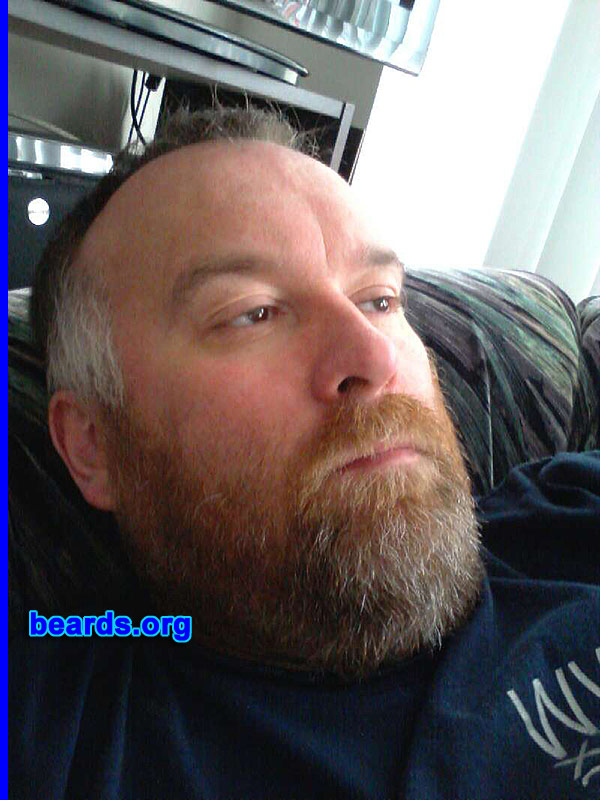 Karl D.
Bearded since: 1984. I am a dedicated, permanent beard grower.

Comments:
Why did I grow my beard? Always liked the look of a beard and mine grows in well.

How do I feel about my beard? Like my beard, the red with a touch of gray now. 
Keywords: full_beard