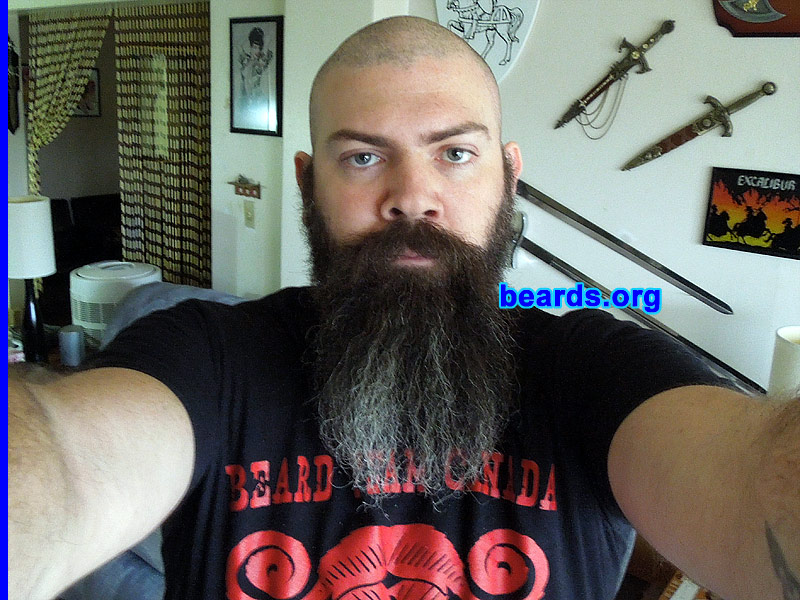 Steve
Bearded since: 2010. I am an experimental beard grower.

Comments:
Why did I grow my beard? I have wanted one for a long time and I talked my wife into letting me try to grow a yeard (year beard) in 2010. I made it six months and shaved but grew it back ASAP!
on October 30th, 2012 I had my teard, no trimming . I didn't really like the poofy sides so I trimmed them up . Now going for the second yeard.

How do I feel about my beard?  It's awesome. I love it and my wife loves it.
Keywords: full_beard