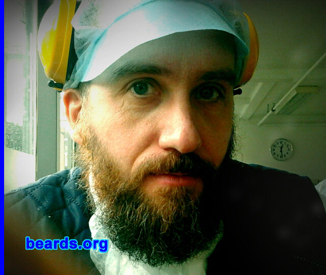 William T.
Bearded since: 2010. I am a dedicated, permanent beard grower.

Comments:
My wife looked at my week-old beard one day. She touched my face gently and smiled. I decided then to try it out, being as I've had numerous attempts to grow one in the past but seeing how my wife looked at me with such admiration and love I thought I should have another go at it.

Since then I have been growing it. I have only trimmed it three times. One time was because of a job interview which turned out to be unnecessary anyhow because the company wanted my skills and didn't care if I had a beard.

How do I feel about my beard? I love my beard. I have not always gotten such good response to it though. I have had to hear all sorts of insults and dealt with a number of stupid questions. Needless to say I've kept to it and not let it stop me and in some way it has increased my drive to grow it.

My beard has become a part of my identity and for some reason has sparked an interest at my work in beards. Many of my coworkers have tried or even grown a full beard. I told them always, "A beard is something natural and every man should at least try it one time in his life."
Keywords: full_beard