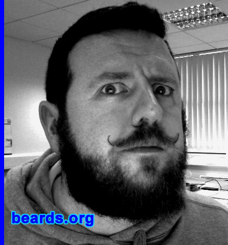 Brian O.
Bearded since: 2008.  I am a dedicated, permanent beard grower.

Comments:
I grew my beard because it was a primal instinct! Plus shaving seriously destroyed my skin.  I tried everything, but the re-growth from a clean shave terribly irritated my skin, both face and neck, so I was stubbly since about twenty onwards.  Then I was lucky enough to land a job that I didn't have to be clean shaven. So I got married and grew my beard!

How do I feel about my beard?  I'm married but cheating with my beard! Pure lust!
Keywords: full_beard