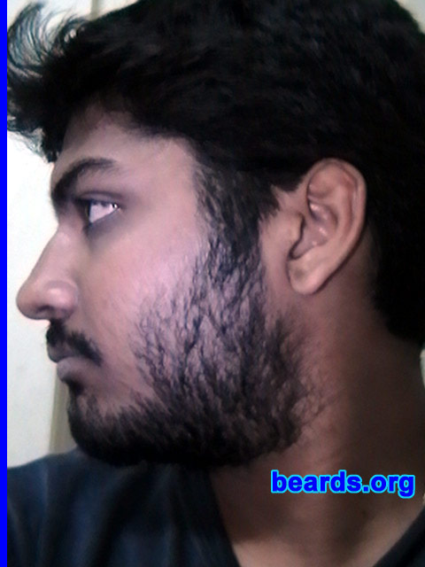 Ankur
Bearded since: 2006.  I am an occasional or seasonal beard grower.

Comments:
I grew my beard because I could, really! I'd tried on shoulder length hair during my college days and desperately wanted to match it with a beard. But I didnt have much facial hair...  I knew right then that the day I had enough I would flaunt it. Well I dont have enough yet , but I've always been a hasty fellow... 

This is after four patient weeks of not touching my beard. I decided to go by beards.org's tips and am following it so far. This weekend will be my first trim. I'll also be shaving off a bit towards the lower neck and hopefully it'll look decent (yeah it looks gruffy now , much to the disgust of some people around me... I still love it !)
Keywords: full_beard