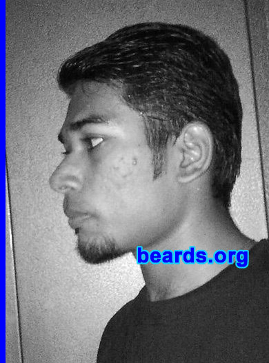 Anoop
Bearded since: 2011. I am a dedicated, permanent beard grower.

Comments:
I grew my beard because it's a style statement of being a man.

How do I feel about my beard? I love my beard. I try different goatee and full bearded styles.
Keywords: goatee_only