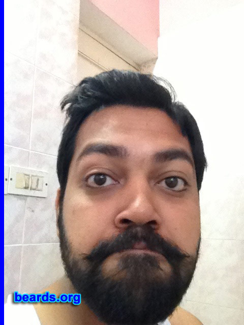 Ashish G.
Bearded since: 2012. I am an occasional or seasonal beard grower.

Comments:
Why did I grow my beard? I like to keep a beard. It makes me feel happy and lively.

How do I feel about my beard? I am happy with it as it is a full beard. But I do not have good hairdressers to keep it in a good shape.
Keywords: full_beard