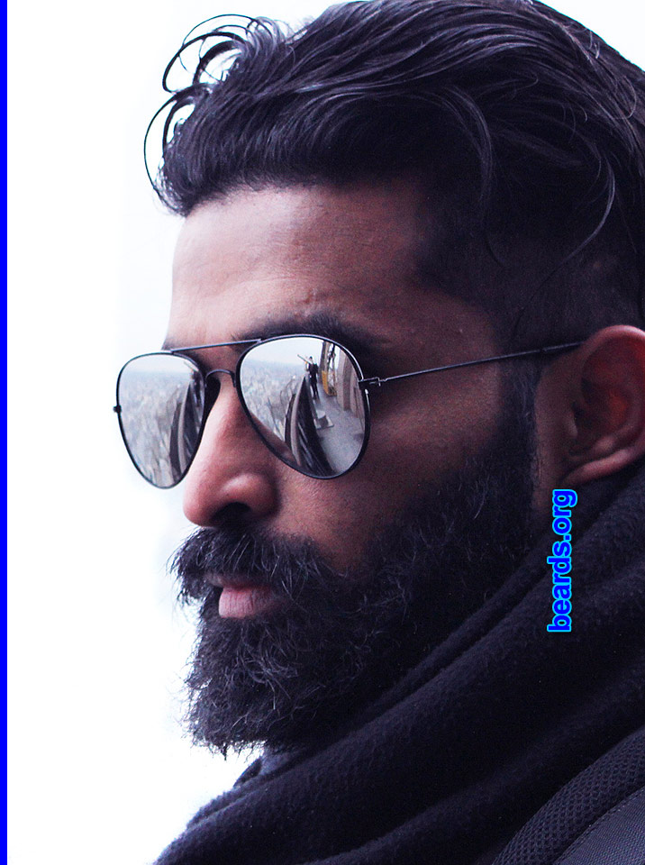 Rakesh N.
Bearded since: 2014.  I am an experimental beard grower.

Comments:
Why did I grow my beard? I love my beard.

How do I feel about my beard? Proud because my beard is different.
Keywords: full_beard