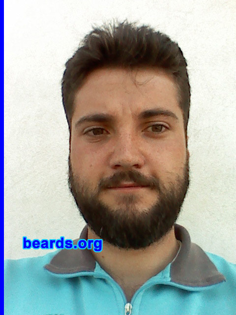 Elio
Bearded since: December 2011.

Comments:
I grew my beard because I like it, also because it makes me feel more manly and more confident.  Although I'd like the mustache thicker and the cheeks fuller, it's okay.

How do I feel about my beard?  I love it.
Keywords: full_beard