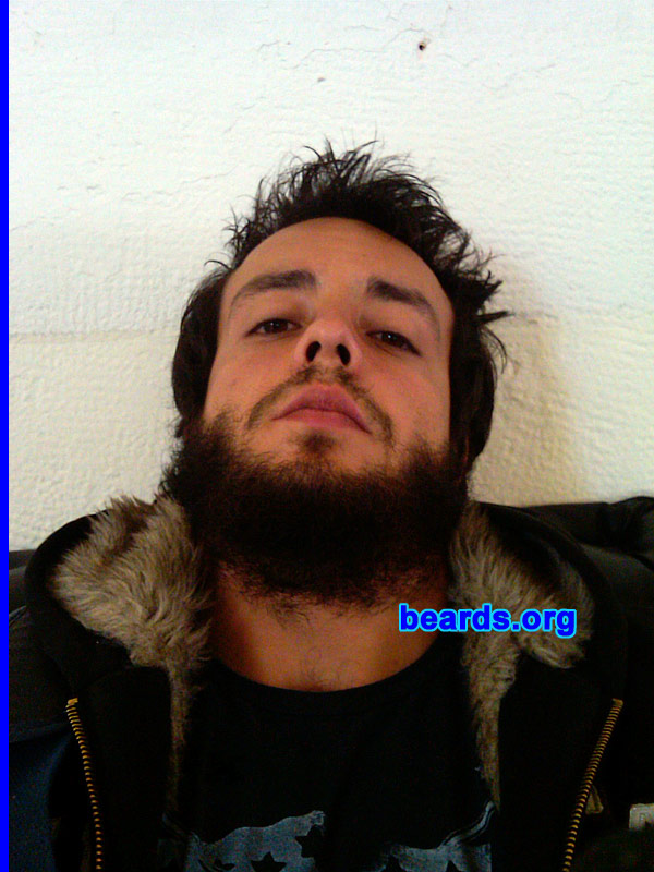 Bernardo T.
Bearded since: 2011. I am an experimental beard grower.

Comments:
I grew my beard 'cause I feel mighty!!
I grew my beard because beards are mighty!!!
I grew my beard because, in my beard I trust.

How do I feel about my beard? I love it.  I will never be the same without a beard!  All the people must accept the men with beards!!  I feel like a spartan.
Keywords: full_beard