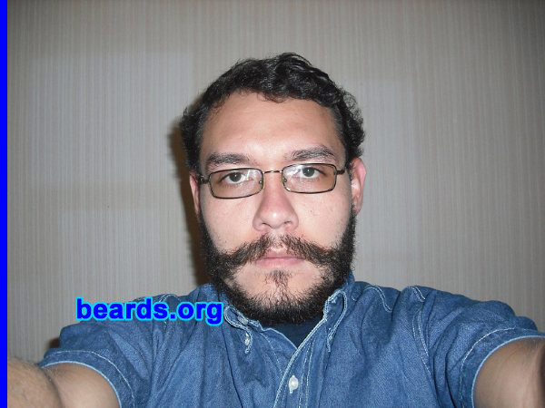 Ricardo L.
Bearded since: 2003.  I am a dedicated, permanent beard grower.

Comments:
I grew my beard because I think it's manly to have a beard. Love to pet mine!

How do I feel about my beard? Very proud. It's been slowly growing since I was sixteen and now it's almost full.
Keywords: full_beard