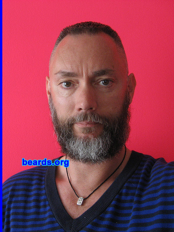 Zjef
Bearded since: 2010.  I am an experimental beard grower.

Comments:
I started growing my first beard this year because I am becoming fifty years old at the end of this year. It is a reaction to a Dutch tradition where your family makes a life size doll of an old gray-bearded man and puts it in front of your door/house. He is called Abraham and the whole town can see that you becoming fifty. I did not like the idea of this Abraham doll so I decided to be a step ahead by growing my own beard instead.

How do I feel about my beard? It's quite an experience so far. First for myself and how I see my looks start to change. Also, how to groom the beard to a different personal shape is fun and an exploration.

Second, there is the reaction of friends and other people on my beard. People do seem to have opinions about it.  They either love or hate it, but there is nothing in between.
Keywords: full_beard