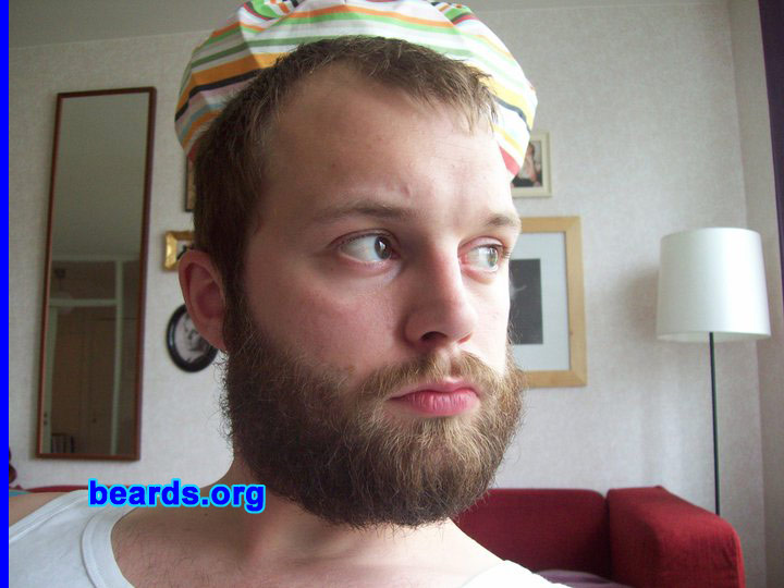 Kristoffer A.
Bearded since: 2005. I am a dedicated, permanent beard grower.

Comments:
I got the idea to grow a beard because I had the prejudice that girls do not like full beard and I wanted to be single. It was a recipe for to remain single. I was also curious about how it would look like. When after four months it had grown about six centimeters' beard.  So it turned out that the prejudice was just a prejudice and that my recipe was doomed to fail.

How do I feel about my beard?  I love it. It's the body part I'm most proud over.
Keywords: full_beard