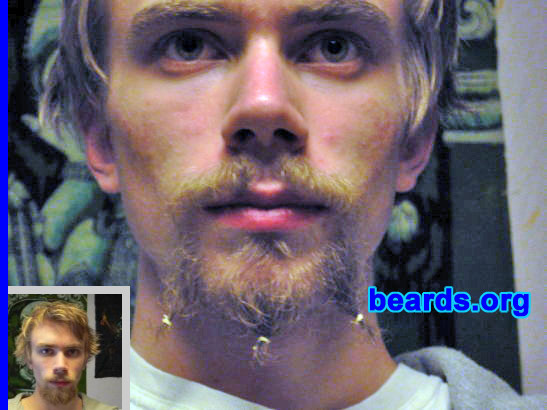 Rickard
Bearded since: June 2008.  I am an experimental beard grower.

Comments:
I grew my beard because I can and because I don't like shaving all the time. I also want to try it and try different kinds styles because it's fun.

How do I feel about my beard?  I like it.  Only wish it were a bit longer
Keywords: goatee_mustache