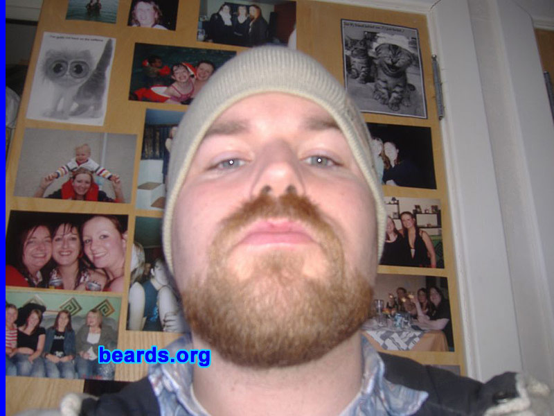 Alan M.
Bearded since: 1992 (on and off).  I am an occasional or seasonal beard grower.

Comments:
I just go with how I feel on a monthly basis. Sometimes I won't shave for a couple of days and think, "sod it," I'll grow some kind of beard for a while... On the flip side, I stay clean shaven for a few weeks at a time also...

I originally grew a beard (full face) to emulate my late father who had a fantastic "Grizzly Adams" style beard back in the '70s.

How do I feel about my beard?  Would prefer my facial hair to be darker, like my head hair...instead I get brown/ginger/blonde/black all through it in various places. Not too happy that my beard lacks thickness around my bottom lip area.
Keywords: goatee_mustache