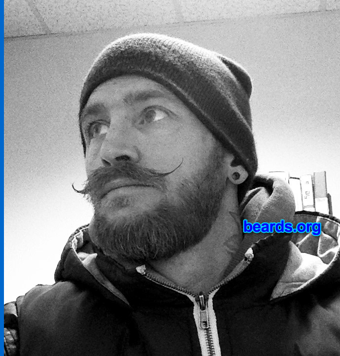 Alan
Bearded since: December 2013. I am a dedicated, permanent beard grower.

Comments:
Why did I grow my beard? I've always had a very short beard, more of a stubble. But in November I decided I wanted a handlebar 'stache.
After Movember had finished I decided I loved it and kept it.
Early December I hadn't shaved or trimmed and the beard growth looked awesome with the handle bar. So now we have the matching pair. Lol.
The wife didn't like it at first. After a bit of time it has grown on her, or me. Excuse the pun.
Now it's all about how epic I can get it to grow.

How do I feel about my beard? I'm loving the beard at the moment. It's finally starting to fill out. Less scraggly.
