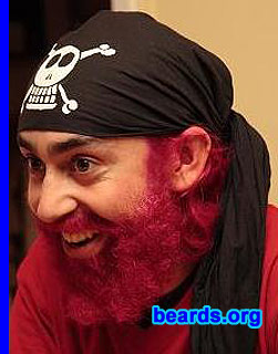 Chris T.
Bearded since: 2005, on and off.  I am an occasional or seasonal beard grower.

Comments:
I originally grew my beard out of a little laziness, because otherwise I need to shave every day. But the magenta was for charity.

How do I feel about my beard? Well, I prefer to keep smooth chinned for the possibility of ladies.  But, the beard always grows on me...
Keywords: full_beard