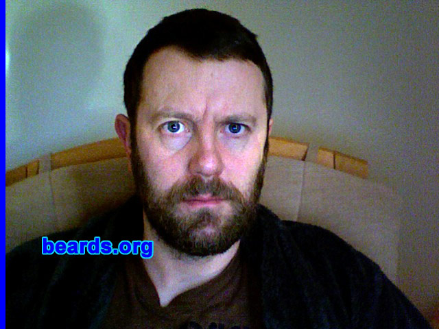 Daniel C.
Bearded since: December 2008.  I am an occasional or seasonal beard grower.

Comments:
I grew my beard for good luck / superstition for birth of second child and to get away from the world, as an experiment to see if I could.

How do I feel about my beard?  Apart from itching in the first three weeks, it's fine.  Although after two months, it needs professional help! Tends to get "fuzzy" looking, but it's great for the winter. Others don't like it.  Wife tolerates it, but prefers me without it. I think it's masculine.
Keywords: full_beard