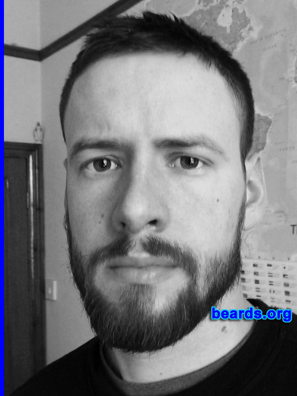 DainÃ©al O.
Bearded since: 2012. I am a dedicated, permanent beard grower.

Comments:
I always intended to grow a beard and had absolutely no desire to remain beardless. I simply waited until I had sufficient growth for an adequate man-face.

How do I feel about my beard? I like it; but I can't wait for it to reach its potential. Being young, I still have a way to go. However, my dad has a strong beard, and it was very similar indeed to the mine when he was the age I am now!
Keywords: full_beard