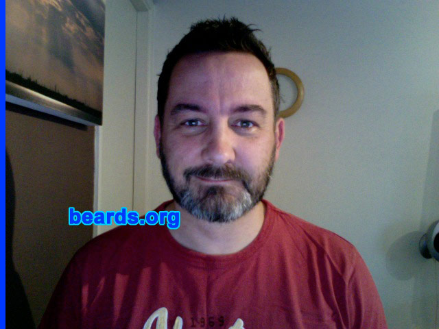 Ian P.
Bearded since: 2009. I am an experimental beard grower.

Comments:
Why did I grow my beard? Always wanted to do it and never had the courage. Shaved my head last year and that was accepted. So now I'm going for the full beard.

How do I feel about my beard? Still growing.  Seen here at week seven. 
Keywords: full_beard