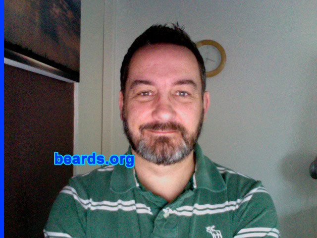 Ian P.
Bearded since: 2009. I am an experimental beard grower.

Comments:
Why did I grow my beard? Always wanted to do it and never had the courage. Shaved my head last year and that was accepted. So now I'm going for the full beard.

How do I feel about my beard? Still growing.  Seen here at week seven. 
Keywords: full_beard