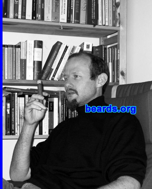 John
Bearded since: 1998, on and off.  I am a dedicated, permanent beard grower.

Comments:
I grew my beard initially as a rebellion against our "clean-shaven" society. Later, it was because it suits me.

How do I feel about my beard?  It's part of who I am.
Keywords: goatee_mustache