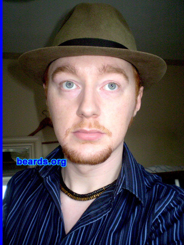 Ryan G. M. P.
Bearded since: 2010. I am a dedicated, permanent beard grower.

Comments:
I grew my beard partly in tribute to my late father, partly to enhance my facial definition, and partly because it lends my boyish demeanor a much-needed aspect of maturity -- great for gaining entry to bars without ID.

How do I feel about my beard? Decidedly more self-assured than I did without one.
Keywords: goatee_mustache