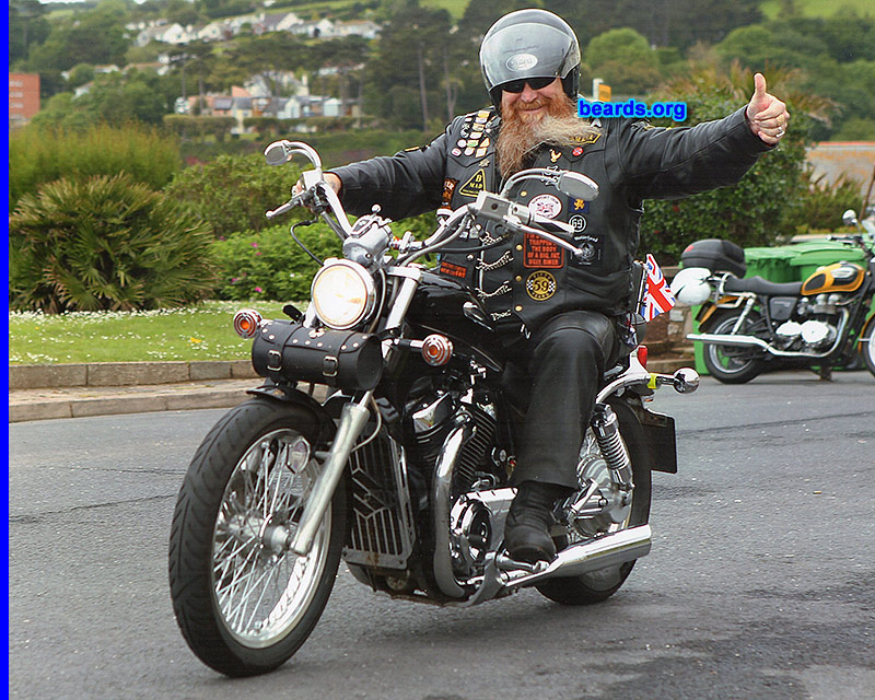 Steven
Bearded since: 2010. I am an experimental beard grower.

Comments:
Why did I grow my beard?  Always liked long beards.  So decided to grow one, now long hair as well.  Goes well with bike now.

How do I feel about my beard? wish it wouldn't fall out as much as it does. But I love it.
Keywords: full_beard