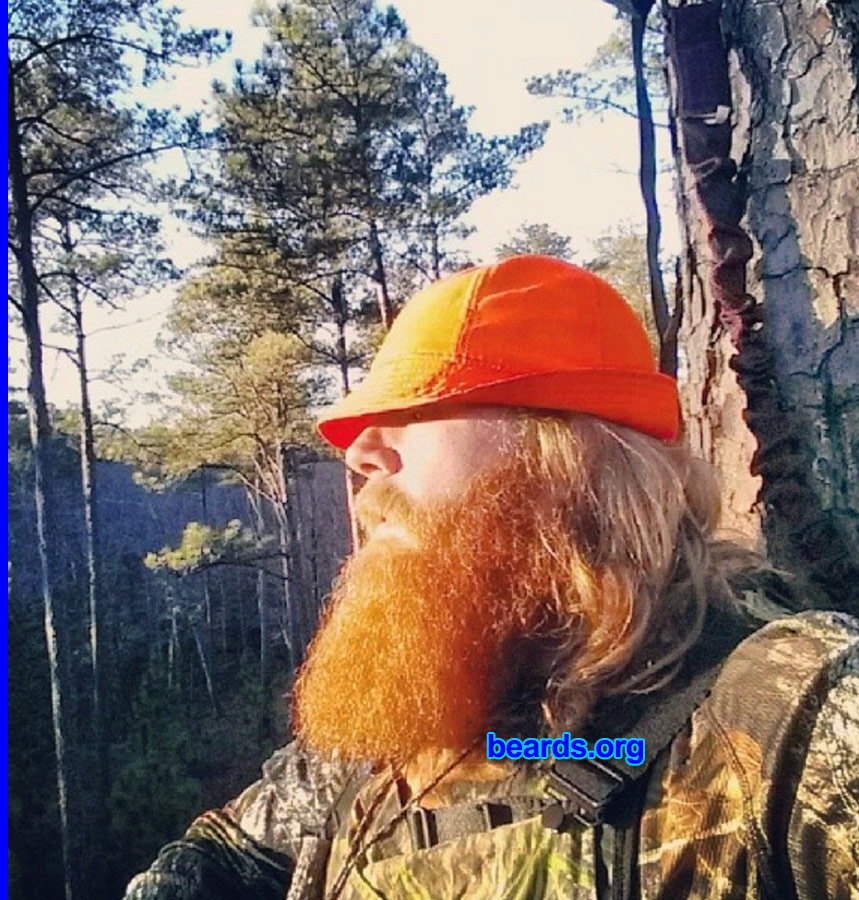 Jeffrey C.
Bearded since: 2002. I am a dedicated, permanent beard grower.

Comments:
Why did I grow my beard?  Jesus had a beard. My wife loves it. It's red.  Makes huntin' and fishin' pics look better. My two year old wouldn't know me if I shaved it off. Keeps my shirt clean when I eat.  Last but not least, it just wouldn't be fair to the people of the world depriving them of such a good beard. And all the good people said...AMEN.
Keywords: full_beard