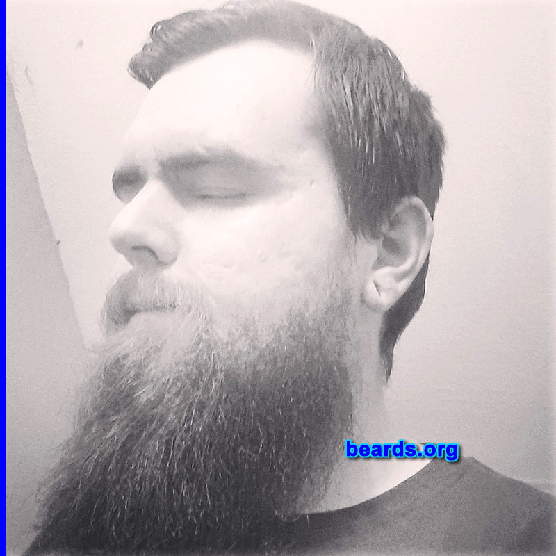 Clayton
Bearded since: 2006. I am a dedicated, permanent beard grower.

Comments:
Why did I grow my beard? First, I grew my beard as a teenager to cover up acne scars.  Now as a man, I grow my beard because I think if fits who I am.

How do I feel about my beard? Confident, I'm used to it.  It is kind of like wearing socks...very important, but you forget it's even there.
Keywords: full_beard