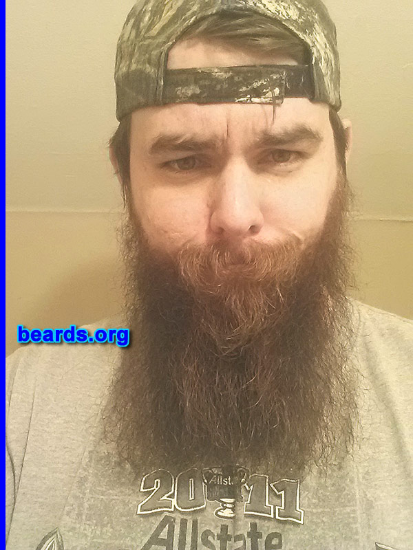 Clayton
Bearded since: 2006. I am a dedicated, permanent beard grower.

Comments:
Why did I grow my beard? First, I grew my beard as a teenager to cover up acne scars.  Now as a man, I grow my beard because I think if fits who I am.

How do I feel about my beard? Confident, I'm used to it.  It is kind of like wearing socks...very important, but you forget it's even there.
Keywords: full_beard