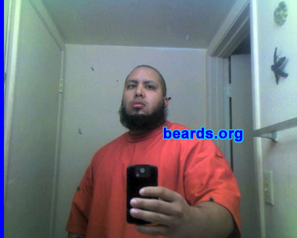 David
Bearded since: 2008.  I am an occasional or seasonal beard grower.

Comments:
I grew my beard because the beard is bad@ss and on top of that, I'm Muslim so I would love to look like a man of God, a wise man.  I consider myself a scholar. It's like I'm in the gym all week.  I play sports, power lift body build.  So I looked yoked up but it's more of trying to look like that.  It's just what it is for who I am. I respect the beard.  So props, especially if yours grows all the way...  And I make music. I'm going to keep it year round once this music really takes off.

How do I feel about my beard?  It doesn't connect all the way, but I can make it work.
Keywords: full_beard