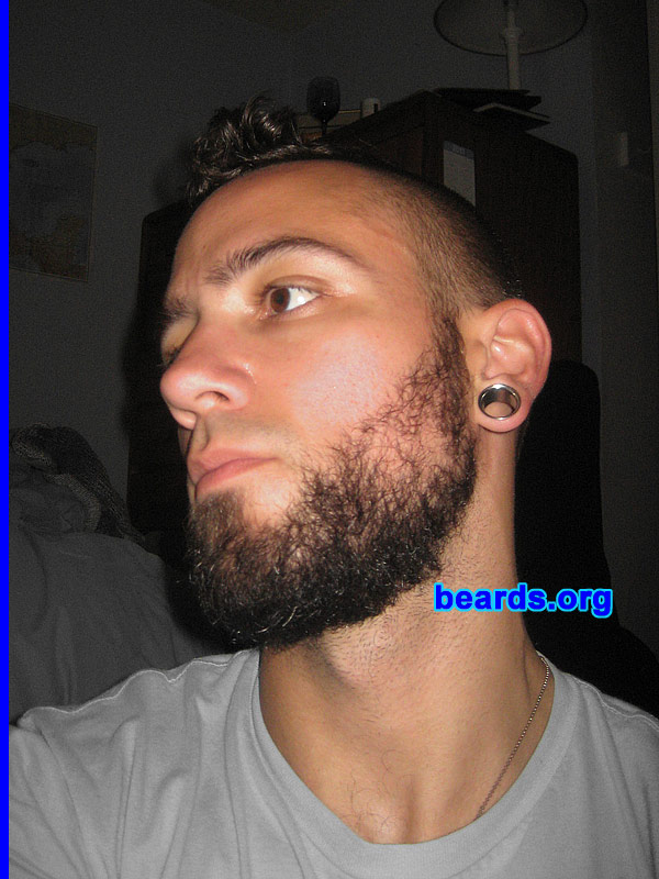 Aaron
Bearded since: 2007. I am an experimental beard grower.

Comments:
I grew my beard because I think it looks good and it keeps my face warm.

How do I feel about my beard? I love it. It's the source of my power. I'll never fully shave it all off again.
Keywords: chin_curtain