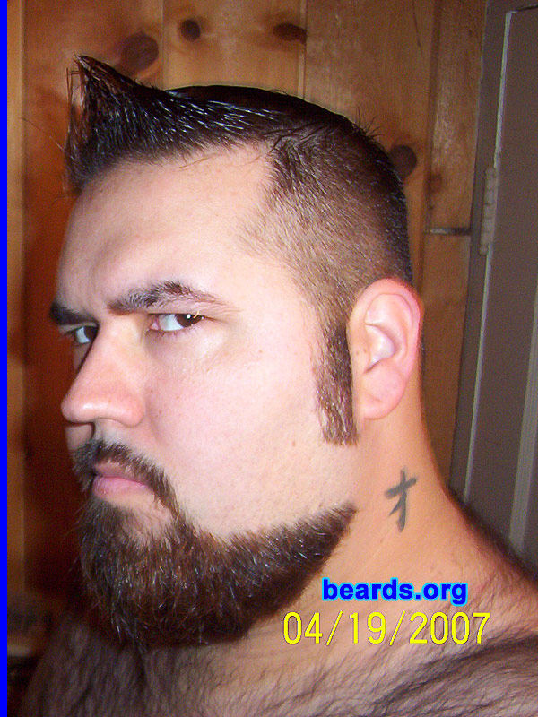 Dean Durham
Bearded since: 2001.  I am a dedicated, permanent beard grower.

Comments:
I grew my beard because I feel I have more self-confidence in myself with a beard.
How do I feel about my beard?  I love it. I get a lot of compliments about it, mostly on the natural red and brown mixture in it.  And I like the idea that I have the face that can pull off any beard style. I mostly stick with the extended goatee.
Keywords: goatee_mustache