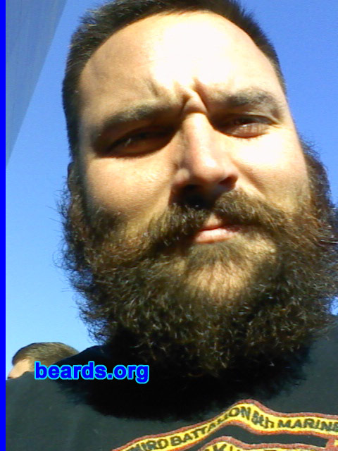 Greg S.
Bearded since: 2012. I am an experimental beard grower.

Comments:
Why did I grow my beard? Finally have a chance after the military.

How do I feel about my beard? It demands the floor.
Keywords: full_beard
