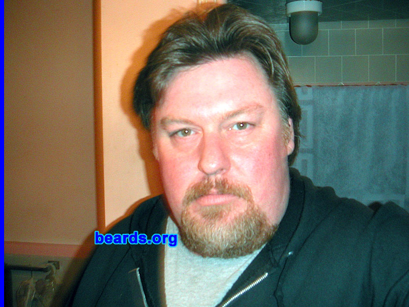 Kevin F.
Bearded since: 1985.  I am a dedicated, permanent beard grower.

Comments:
I grew my beard because I always liked to have a full beard or a variation of beard and goatee. I always thought it went well with my Harley lifestyle.

How do I feel about my beard?  As I approach my mid forties, it's getting really gray.This is taking a little while to get used to.
Keywords: goatee_mustache