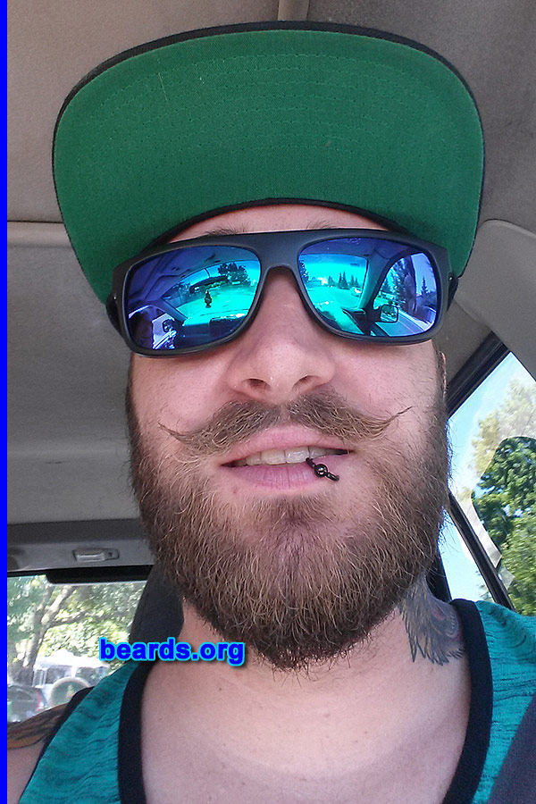 Kyle
Bearded since: 2013. I am a dedicated, permanent beard grower.

Comments:
Why did I grow my beard? Have wanted a beard for a long time but had to keep a clean shave for the USMC. Beards are awesome and very masculine. They make people happy and keep our faces warm!

How do I feel about my beard? I love my beard! My beard keeps my face warm when it's cold and holds more water when it's warm to cool me off! I oil it with Woodsman Beard Oil and comb it with my Kent comb every day!
Keywords: full_beard