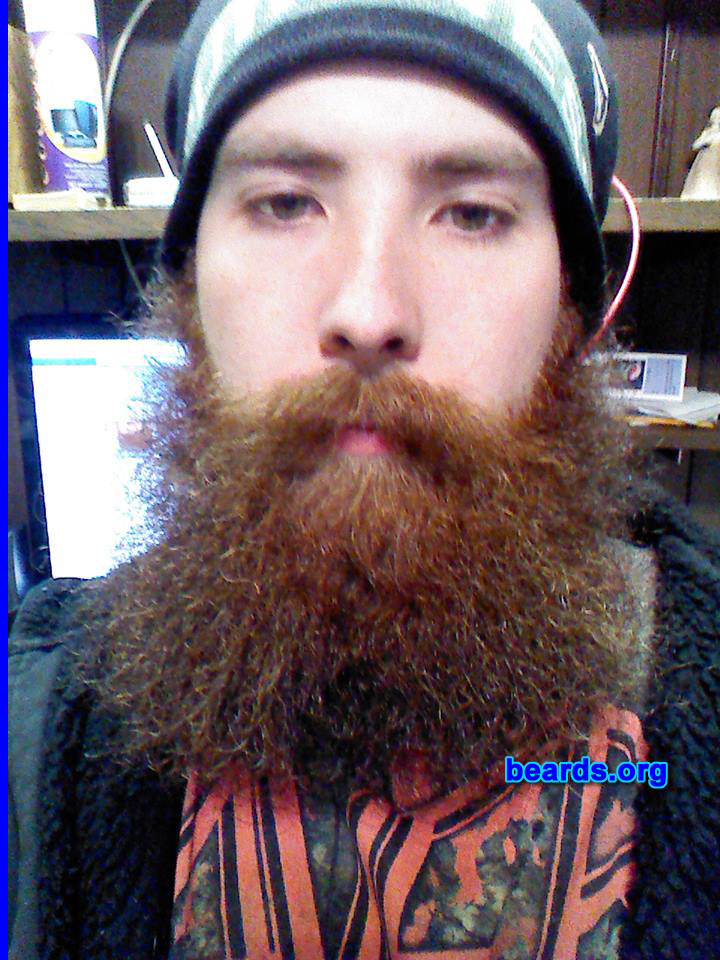 Logan
Bearded since: April 2013. I am a dedicated, permanent beard grower.

Comments:
Why did I grow my beard? My fiance preferred me with facial hair. So I started growing it and now I love it. I also plan on continue to grow it until we get married (or later). We're going to have a viking wedding.

How do I feel about my beard? I love my beard, as does everyone else. I have a truly unique and wonderful beard that makes each day incredibly more unique. I've turned to calling compliments beardliments, as that seems to be all I get now. 
Keywords: full_beard