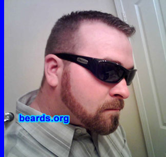 Mike T.
Bearded since: 2007.  I am an experimental beard grower.

Comments:
I had a break between jobs so I thought I'll grow a beard and see how I look.

How do I feel about my beard?  I feel great with a goatee, but still getting used to a full beard. These pics I took after going to a local barber to establish neck and cheek lines. I think he cut it a little too high under the chin, so I'll grow it out some more here in a couple of weeks.
Keywords: full_beard