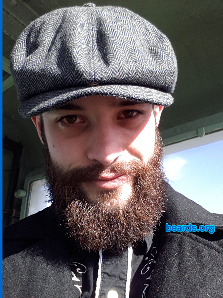 Nick G.
Bearded since: 2009. I am a dedicated, permanent beard grower.

Comments:
Why did I grow my beard? My job allows it. As of January I'm going to do my best not to trim too much.

How do I feel about my beard? I feel more like a man. But when I shave it, I look like a woman or a baby.
Keywords: full_beard