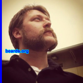 Keith L.
Bearded since: 2011. I am an occasional or seasonal beard grower.

Comments:
Shortly after high school I maintained a goatee and mustache shortly trimmed for over a decade. Then for Novembeard 2011, I started growing a full beard as a work thing. Then in February 2012, I started another and let it grow untouched (except to remove the "neard") 'til Cinco de Mustache (May 5). I received many compliments on the status of my beard after only two and half months. On Cinco de Mustache, I switched to the friendly mutton chops. I still receive compliments and the word "Epic" is usually thrown around.

How do I feel about my beard? At first, I found it different having only had a goatee and mustache since high school. At the two-month mark I really came to appreciate having it. I hear the only way to ensure a good looking beard is to have one first. That means let it grow, no matter what it looks like the first time. Then after two-three months you have a canvas to work with for trimming to really refine your beard.
Keywords: mutton_chops