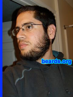 Abel
Bearded since:  2008.  I am an experimental beard grower.

Comments:
I grew my beard because I got tired of shaving.

How do I feel about my beard?  Kinda itchy, but I like it so far.
Keywords: full_beard