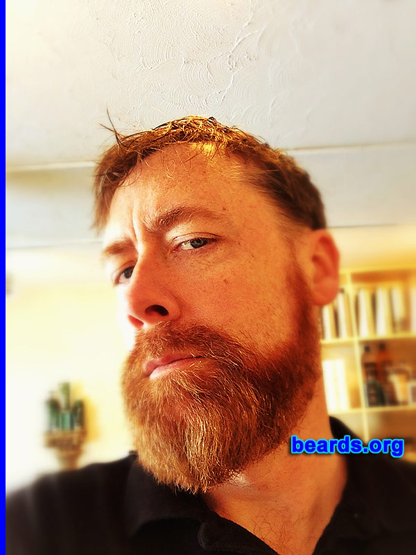 Robb M.
Bearded since: 1988. I am a dedicated, permanent beard grower.

Comments:
I grew my beard because it made me more of an individual at the end of high school. And I like the more masculine look. Also grew it to feel a part of the great community of other guys. :-)

How do I feel about my beard? I believe it's great. Like the color and thickness of my beard. Shaved a couple of times in my life and never felt like me afterwards. Always grow it right back. 
Keywords: full_beard