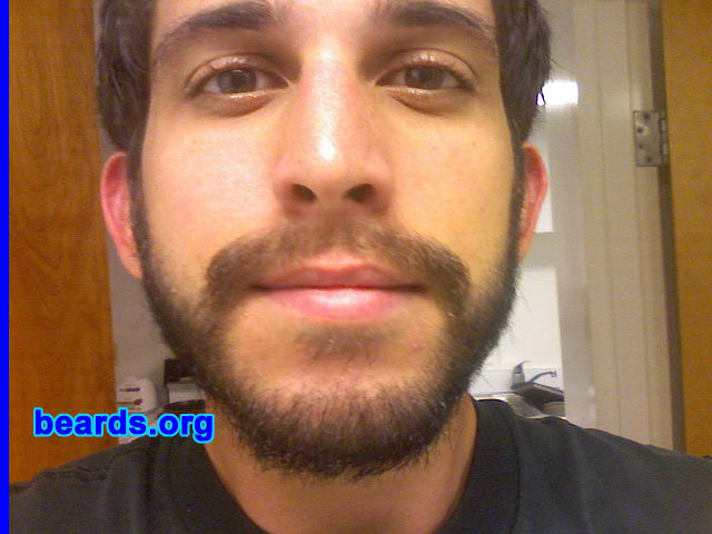 Alex
Bearded since: 2007.  I am an experimental beard grower.

Comments:
I grew my beard for a few reasons. I was sick of shaving and just wanted to see what it would be like. I then committed to a month-long contest and have been bearded for over three weeks now and loving it.

How do I feel about my beard?  I feel great about it. In our society so many are altering their bodies and facial features so I figured the most honest thing I could do was to be true to myself and grow a beard.
Keywords: full_beard