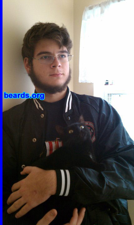 Edward E.
Bearded since: 2010.  I am a dedicated, permanent beard grower.

Comments:
I play trombone in a high school marching band. It was never pointed out to me, but I realized at the end of my sophomore year that for a couple of years, there has been a bearded, or at least facial-haired, trombone player. I soon realized it was my duty to take this responsibility as the bearded senior was graduating.  The summer before junior year, I grew a beard. It was tough, I was growing it in the middle of summer band camp in Florida with temperatures into the nineties (Fahrenheit). But I persevered and by football season I had my first beard.

How do I feel about my beard? I love it. This is my second time around. My first time I was a little unsure. Everyone would tell me to shave.  Teachers would be scared of me and people began to pull/tug on it. Unfortunately, I caved in and shaved, but not before trying out a couple of different styles. Everything except for my full beard looked odd, so I shaved it all off and started over. This time I was completely sure this would be a lifestyle choice. All this strengthened my belief that I am a beard lover.
Keywords: chin_curtain