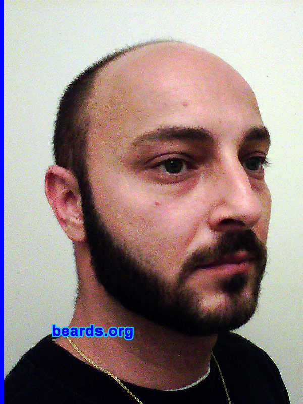 Jim P.
Bearded since: 2010.  I am an experimental beard grower.

Comments:
As I hit my mid thirties, I decided it was time for a change. I have always liked full beards and never attempted to grow one until right before Thanksgiving 2010.

How do I feel about my beard? At first I was not too sure about it.  But as the weeks passed, I really started to like it. I'm four weeks into it right now and the coverage is really good. My wife loves it and I have gotten lots of positive feedback from people. I even had my first "can I touch it?" It's been a wonderful experience. And I look forward to remaining bearded.
Keywords: full_beard