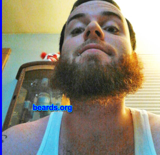 Joshua W.
Bearded since: 2012. I am a dedicated, permanent beard grower.

Comments:
Why did I grow my beard? A "No Shave November" competition with the guys turned into an attachment.

How do I feel about my beard? It's just majestic.
Keywords: full_beard