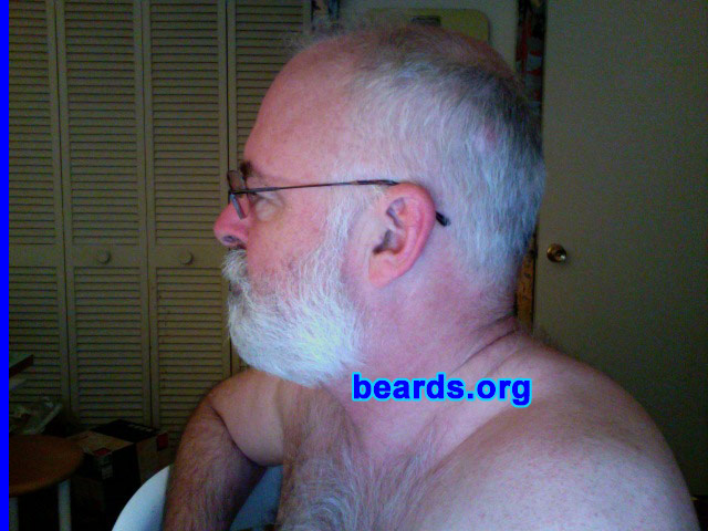 Keith
Bearded since: age eighteen.  I am an occasional or seasonal beard grower.

Comments:
I grew my beard because my beard was so heavy, I had to shave twice a day if I wanted to go out in the evening.

How do I feel about my beard?  As it went from a very dark beard to a splotchy mess of gray and black, I shaved it off. Once it became more evenly gray, and I no longer looked like a beagle, I grew it back. Then I would shave it off to look younger. The last time I did it, though, I DIDN'T look any younger! GROW IT BACK NOW!  :)
Keywords: full_beard