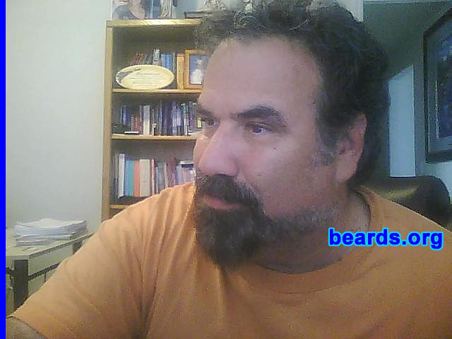 Stephen
Bearded since: 2001.  I am an experimental beard grower.

Comments:
I grew my beard because it's fun to change my appearance every few months or so.

How do I feel about my beard? I'm going to see how it looks longer.  I'm not sure about the side wings that are gray and shorter than the rest.
Keywords: goatee_mustache