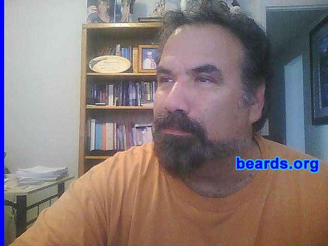 Stephen
Bearded since: 2001.  I am an experimental beard grower.

Comments:
I grew my beard because it's fun to change my appearance every few months or so.

How do I feel about my beard? I'm going to see how it looks longer.  I'm not sure about the side wings that are gray and shorter than the rest.
Keywords: goatee_mustache